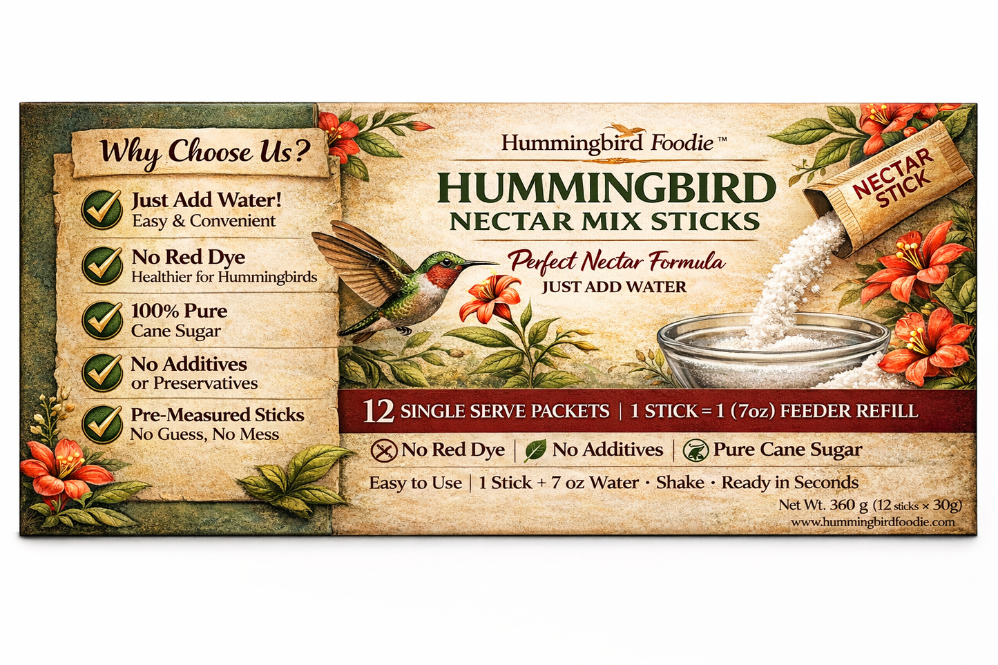 Hummingbird Nectar Sticks — Instant, 12 Single Serve Sticks Mix