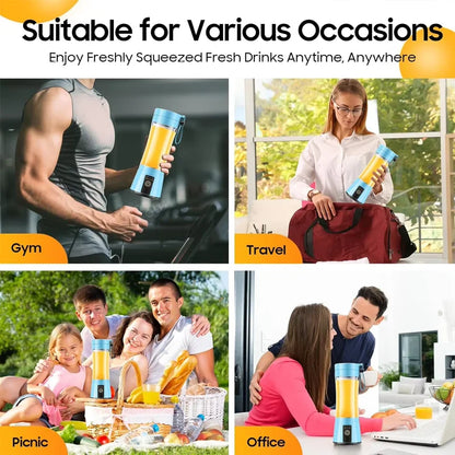 Cordless Portable Personal Size Blender - Mini Blender Make Smoothies and Shakes 380Ml BPA Free Travel Cup for Office/Home/Gym