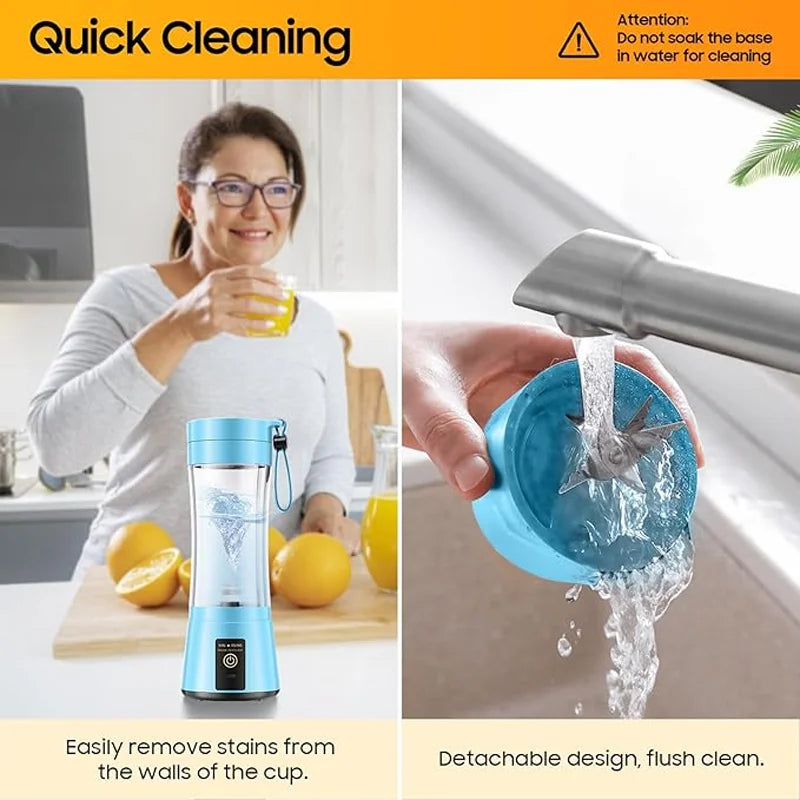Cordless Portable Personal Size Blender - Mini Blender Make Smoothies and Shakes 380Ml BPA Free Travel Cup for Office/Home/Gym