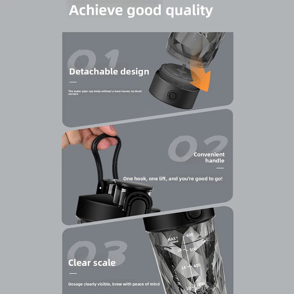 700ml Electric Protein Powder Mixing Cup Automatic Shaker Bottle Mixer Shake Bottle Milk Coffee Blender Kettle fro Gym outdoor