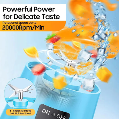 Cordless Portable Personal Size Blender - Mini Blender Make Smoothies and Shakes 380Ml BPA Free Travel Cup for Office/Home/Gym