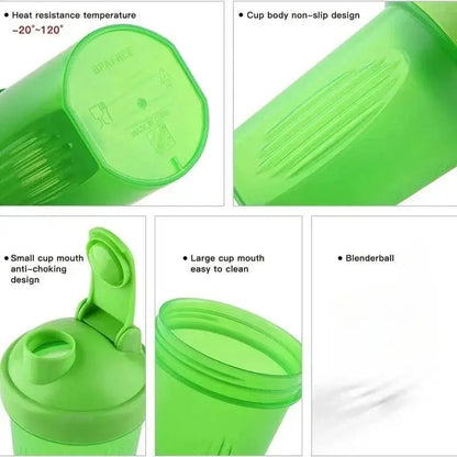 New 400ML Blender Shaker Bottle with Stainless Ball BPA Free Plastic Protein Shakes Leakproof for Powder Workout Gym Sport