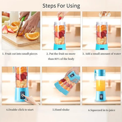 Cordless Portable Personal Size Blender - Mini Blender Make Smoothies and Shakes 380Ml BPA Free Travel Cup for Office/Home/Gym